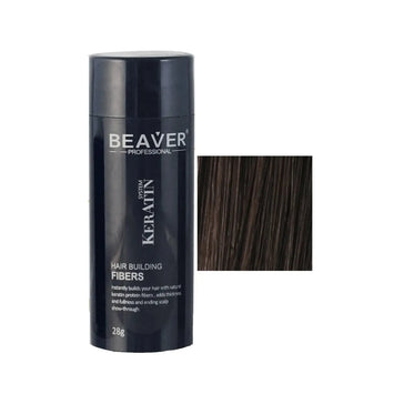 Fibras de queratina para construção do cabelo Beaver - Castanho escuro (28 gr) Beaver keratin hair building fibers - Dark brown (28 gr) - Hairgivers