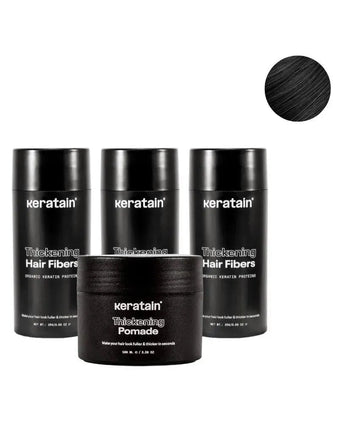 3x Keratain hair fibers + free Keratain pomade – Black (25 gr) - Hairgivers