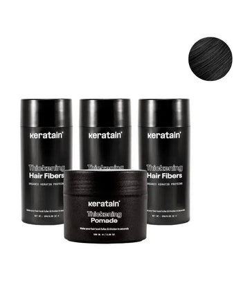 3x Keratain hair fibers + free Keratain pomade – Black (25 gr) - Hairgivers