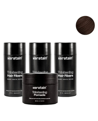 3x Keratain hair fibers + free Keratain pomade – Dark brown (25 gr) - Hairgivers