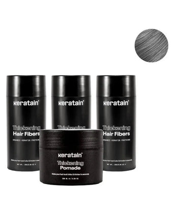 3x Keratain hair fibers + free Keratain pomade – Gray (25 gr) - Hairgivers