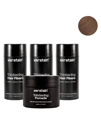 3x Keratain hair fibers + free Keratain pomade – Light brown (25 gr) - Hairgivers