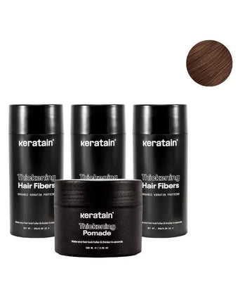 3x Keratain hair fibers + free Keratain pomade – Medium brown (25 gr) - Hairgivers