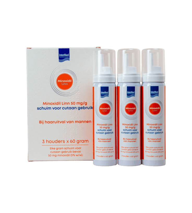 Linn Minoxidil 5% espuma pacote de 3 (3x60 gr)